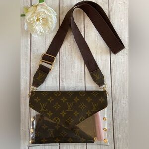 Authentic Upcycled Large Clear Stadium Crossbody Bag with Adjustable Strap